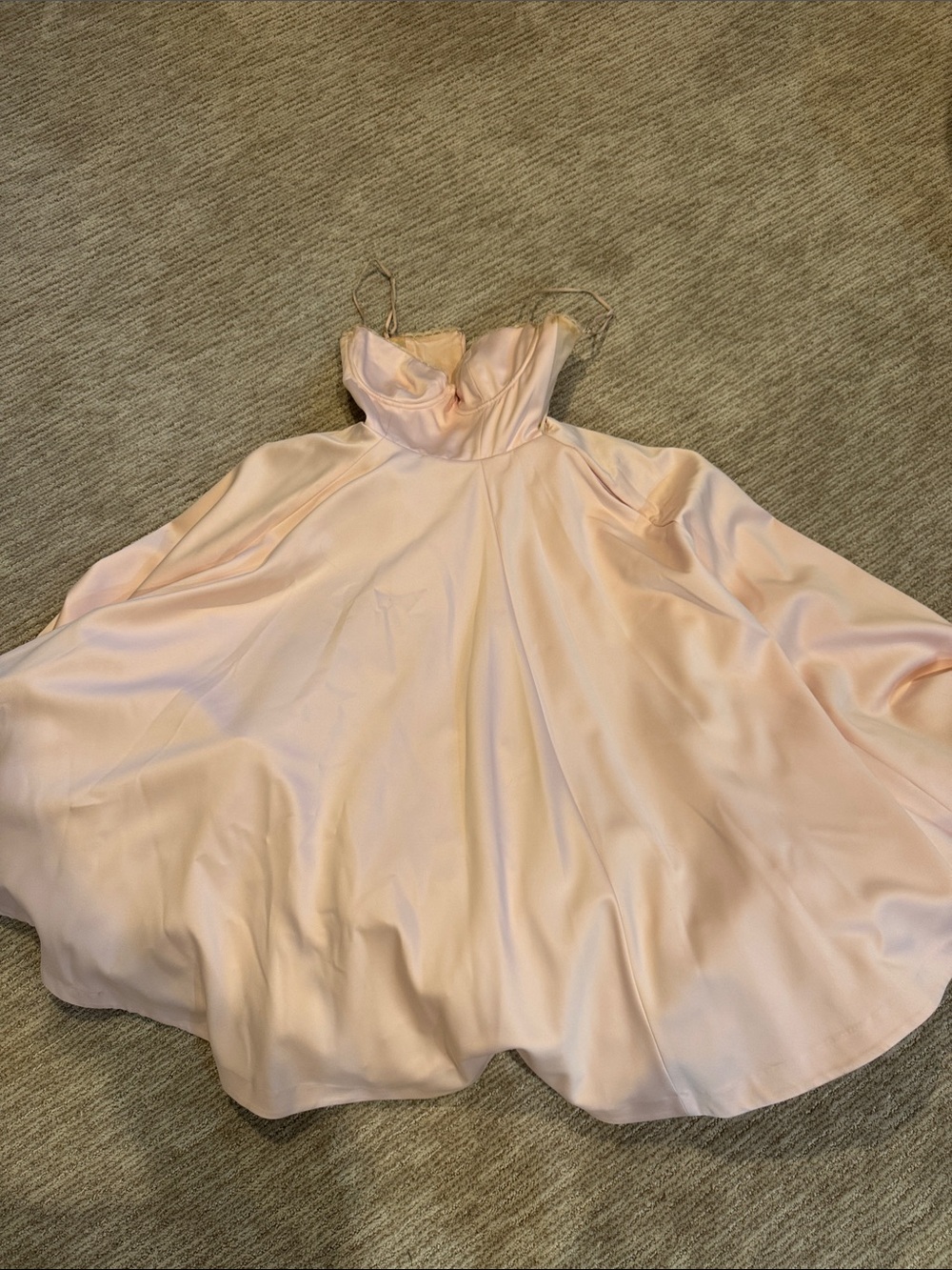 House of CB Blush Pink Satin Fit-and-Flare Dress